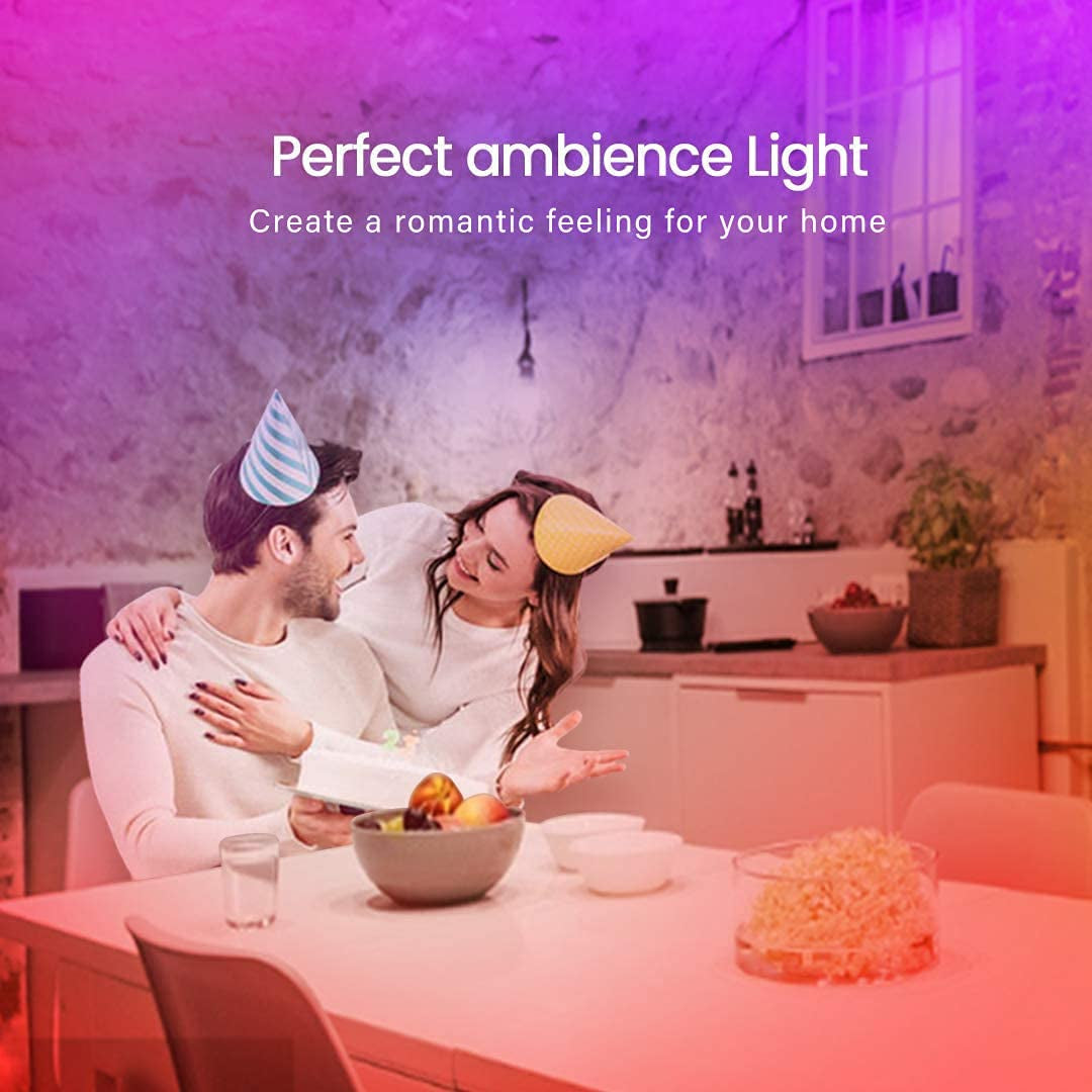 "50 FT LED Strip Lights: Colorful Music Sync with Bluetooth Control"